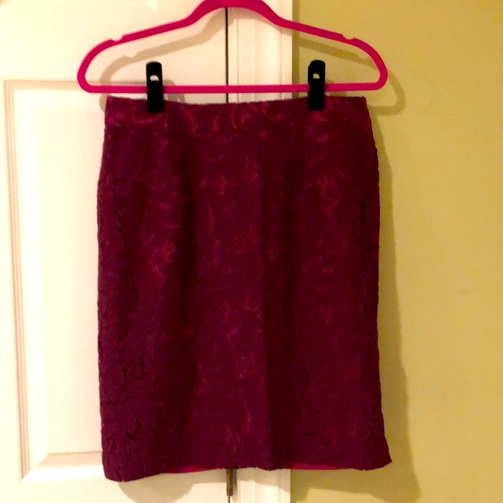 CAbi Magenta lace pencil skirt, size 10, NWOT